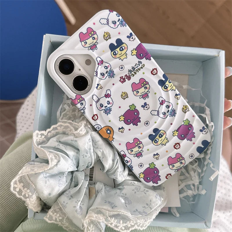 Cute Cartoon Animal Magnetic Phone Case For iPhone 16 Pro 15 14 13 Pro Max Back Cover with Magsafe Stand Holder Cases Kawaii