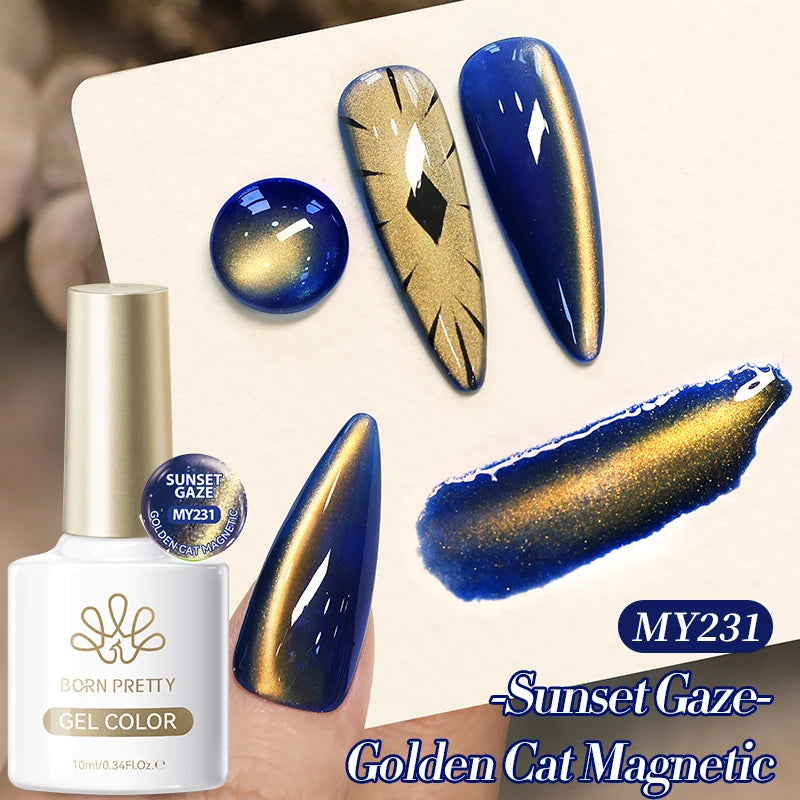 BORN PRETTY 10ml Auroras Glitter Cat Magnetic Gel Nail Polish Jelly Glass Bead Semi Permanent Soak Off UV LED Varnish Manicure