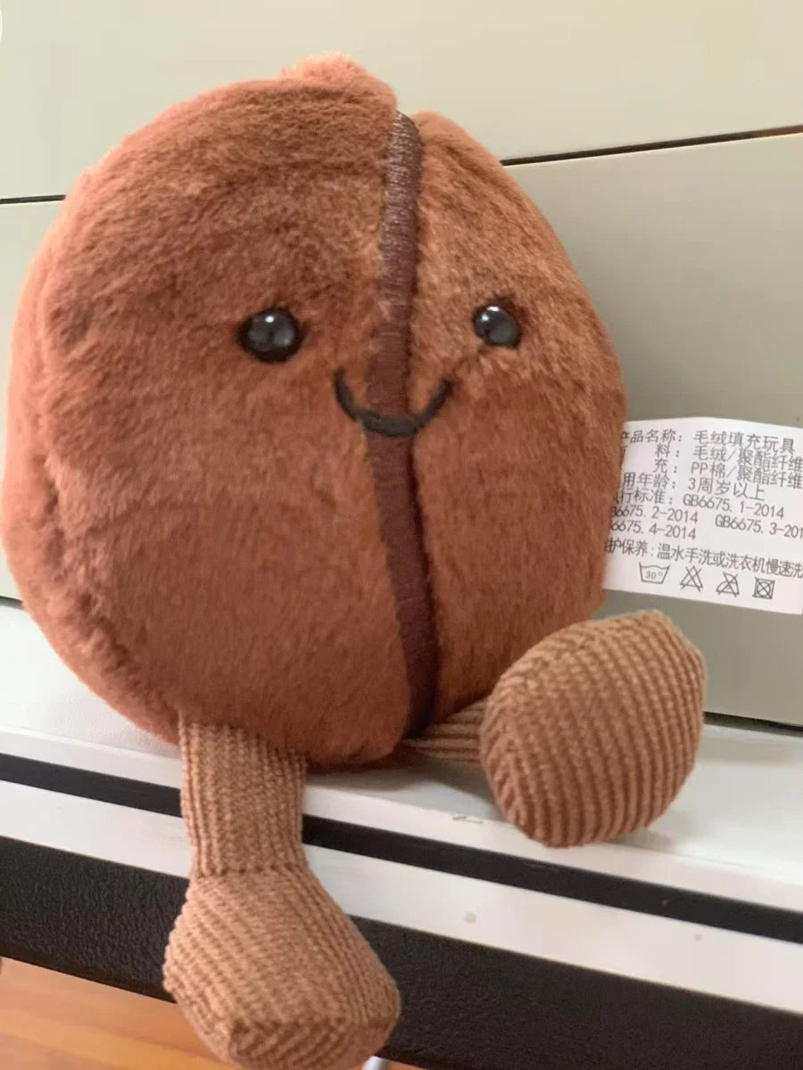 Jellycat 13cm Coffee Bean Plushies Cartoon Stuffed Smiling Coffee Bean Doll Cute Key Chain Soft Food Doll Xmas Gifts Girl