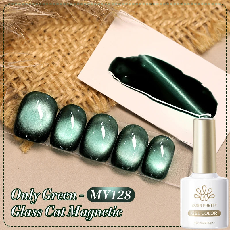 BORN PRETTY 10ml Dark Brown Red Glass Bead Cat Magnetic Gel Nail Polish Semi Permanent Soak Off UV LED Varnish Nail Art Salon