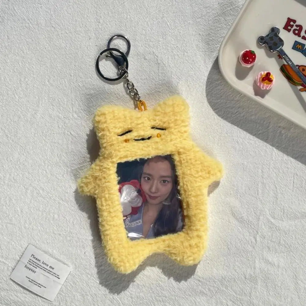 Cute Plush Photocard Case Cartoon Bag Keychain Photo Card Holder Idol Photos Protective Cover Student Card Holder