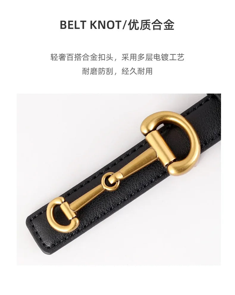 New Fashion  High Quality Genuine Leather Belt Women Matching Jeans Gold Buckle Belt Women's Luxury Soft Black Belt Cinturones