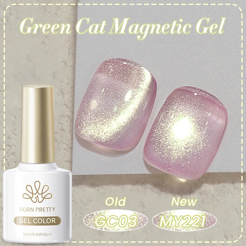 BORN PRETTY 10ml Black Glass Cat Magnetic Gel Nail Polish Punk Style Nail Art Manicure Varnis Semi Permanent Gel for Winter Nail