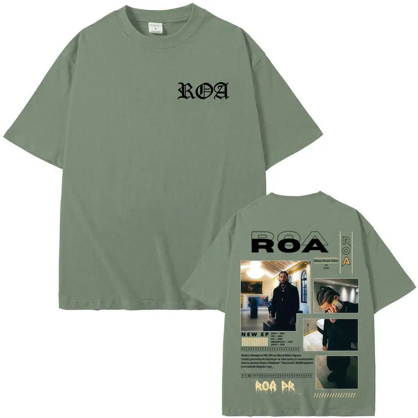 Rapper Roa Album Tour 2025 T-Shirt 100% Cotton Tshrit Summer Hip Hop Punk Comfort Tee Shirt High Street Tide Short Sleeve Unisex