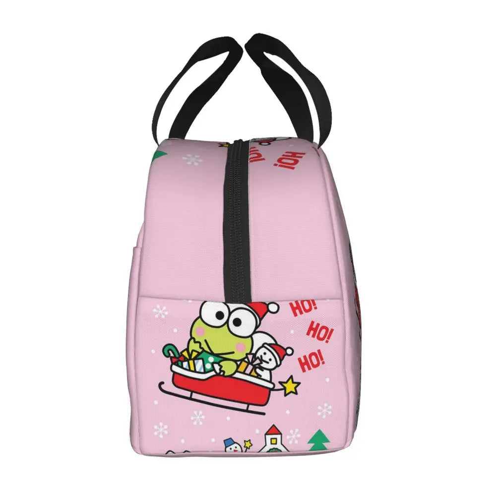 Custom Keroppi Big-eyed Frog Insulated Lunch Tote Bag for Women Portable Thermal Cooler Bento Box School