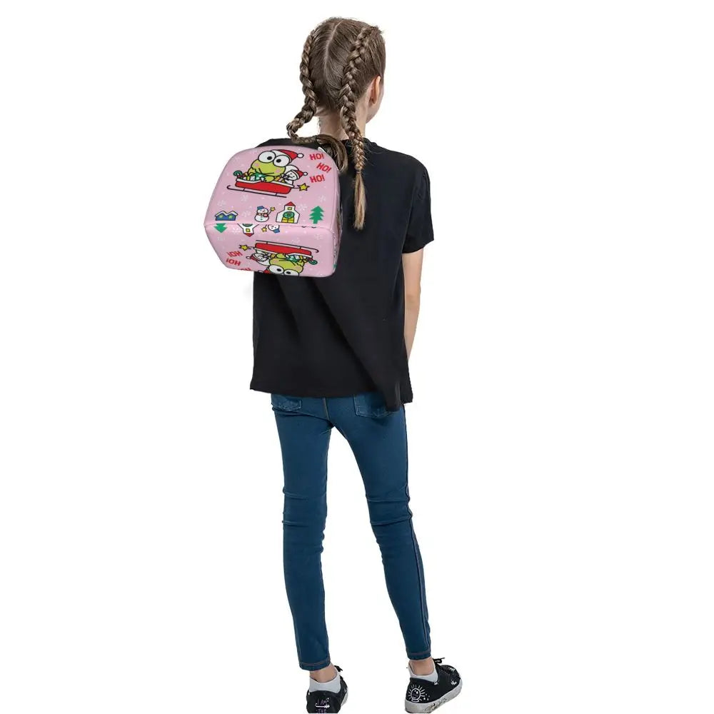 Custom Keroppi Big-eyed Frog Insulated Lunch Tote Bag for Women Portable Thermal Cooler Bento Box School