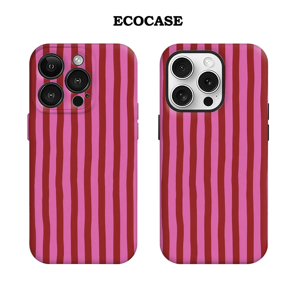 Pink & Red Striped IPhone17 Must-Haves Phone Case for IPhone 17 16 15 14 13 12 11 Pro Max Plus Double-layer Back Cover