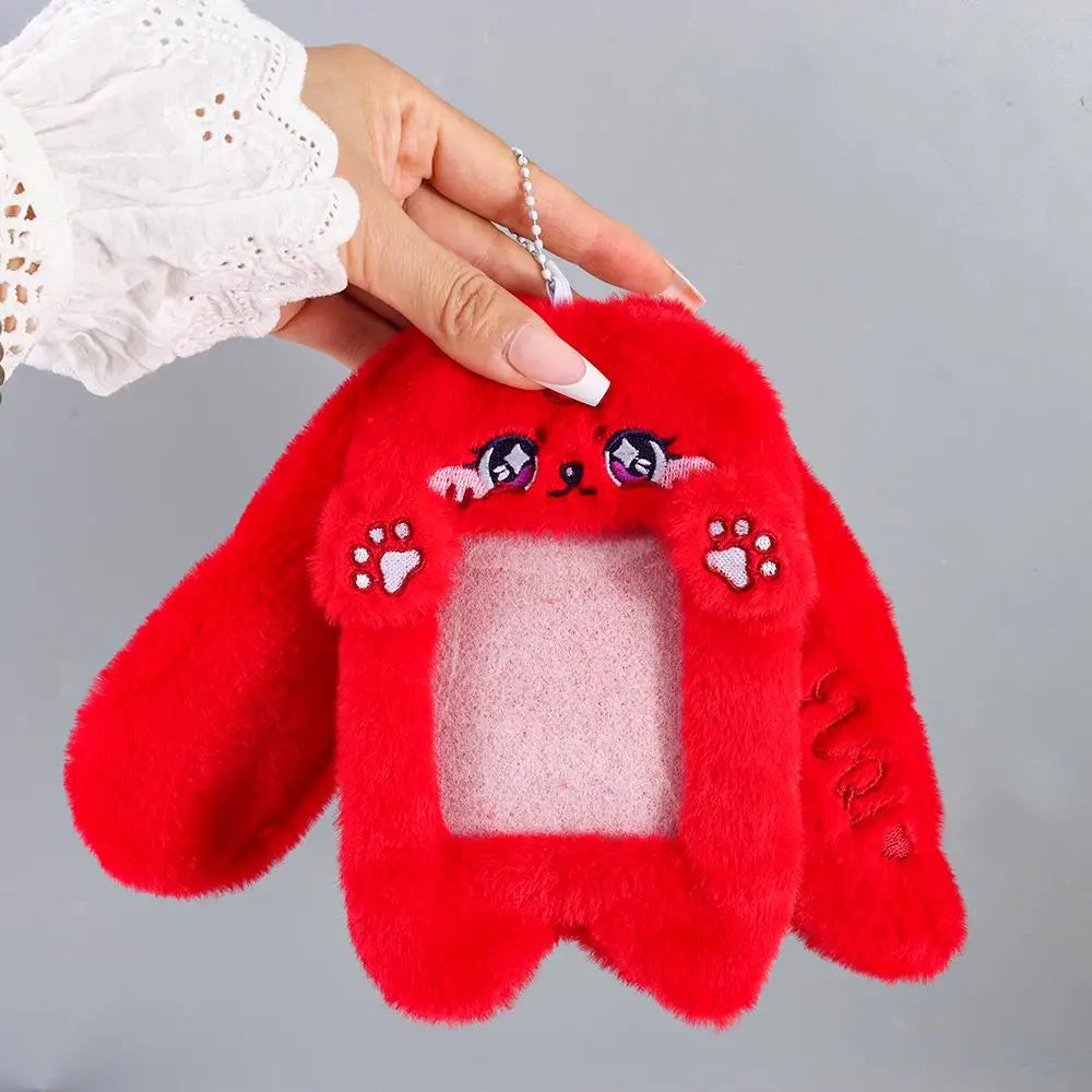Cartoon Cute Plush Photocard Case Cartoon Bag Keychain Fox Photocard Case Student Card Holder Idol Photos Protective Cover