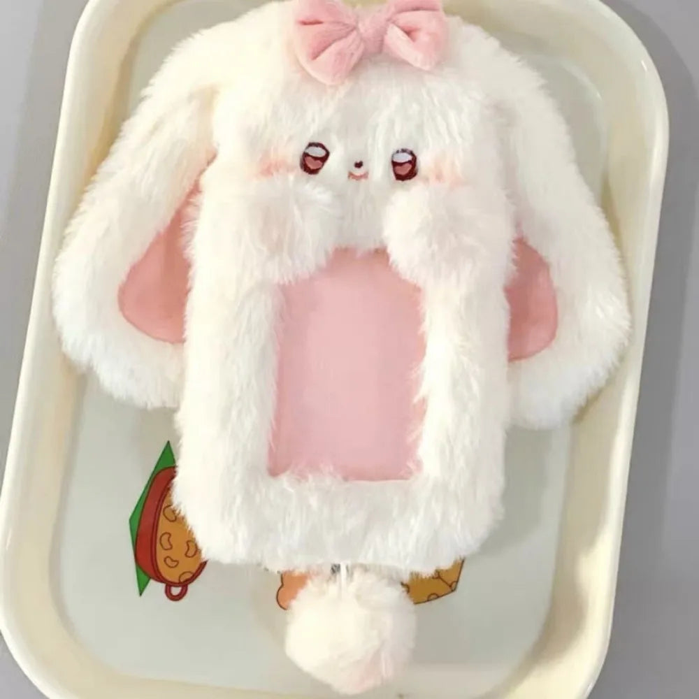 Cute Plush Photocard Case Student Card Holder Cartoon Fox Photocard Case Idol Photos Protective Cover Bag Keychain