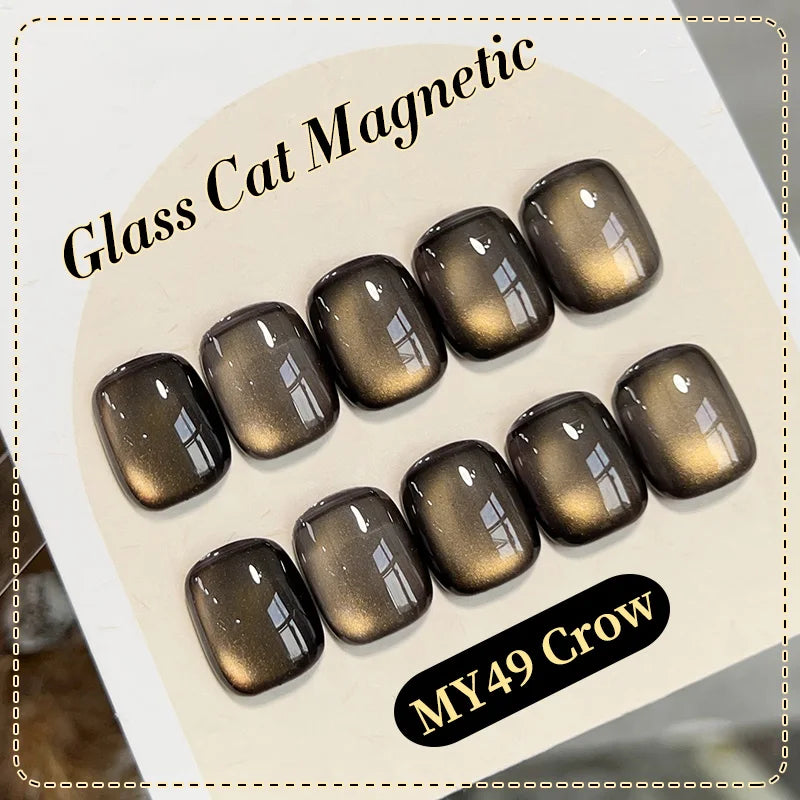 BORN PRETTY 1 Bottle Mint Chocolate Cat Magnetic Gel Polish 10ml Glass Bead Effect Transparent Soak Off UV LED Nail Art Varnish