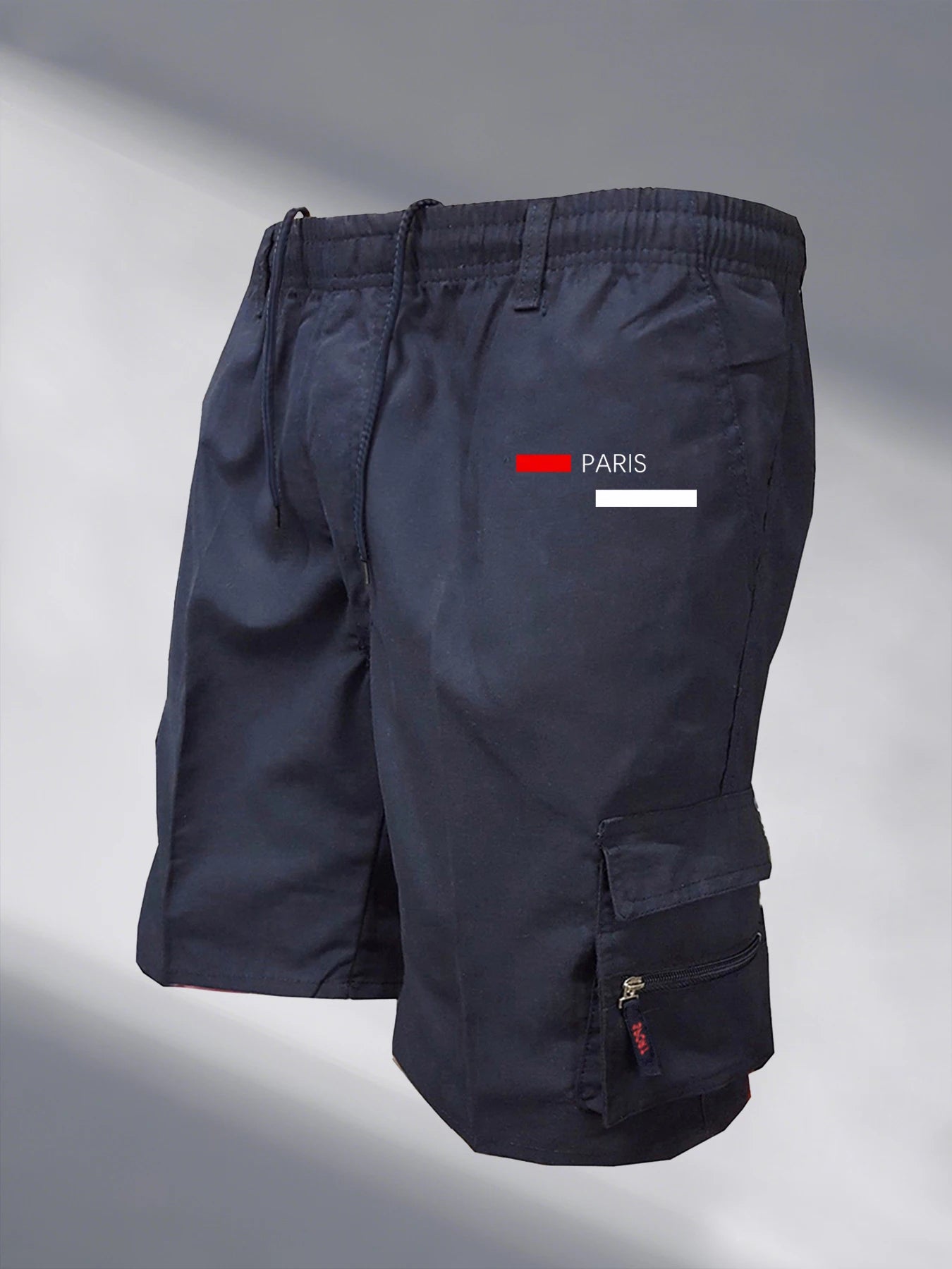 Paris Printed Casual Work Shorts Men's Multi-pocket Loose Drawstring Cargo Shorts Outdoor Sports Short Pants for Men Streetwear