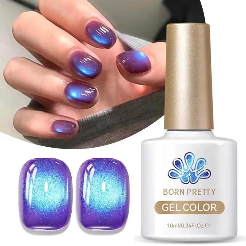 BORN PRETTY 10ml Dark Brown Red Glass Bead Cat Magnetic Gel Nail Polish Semi Permanent Soak Off UV LED Varnish Nail Art Salon