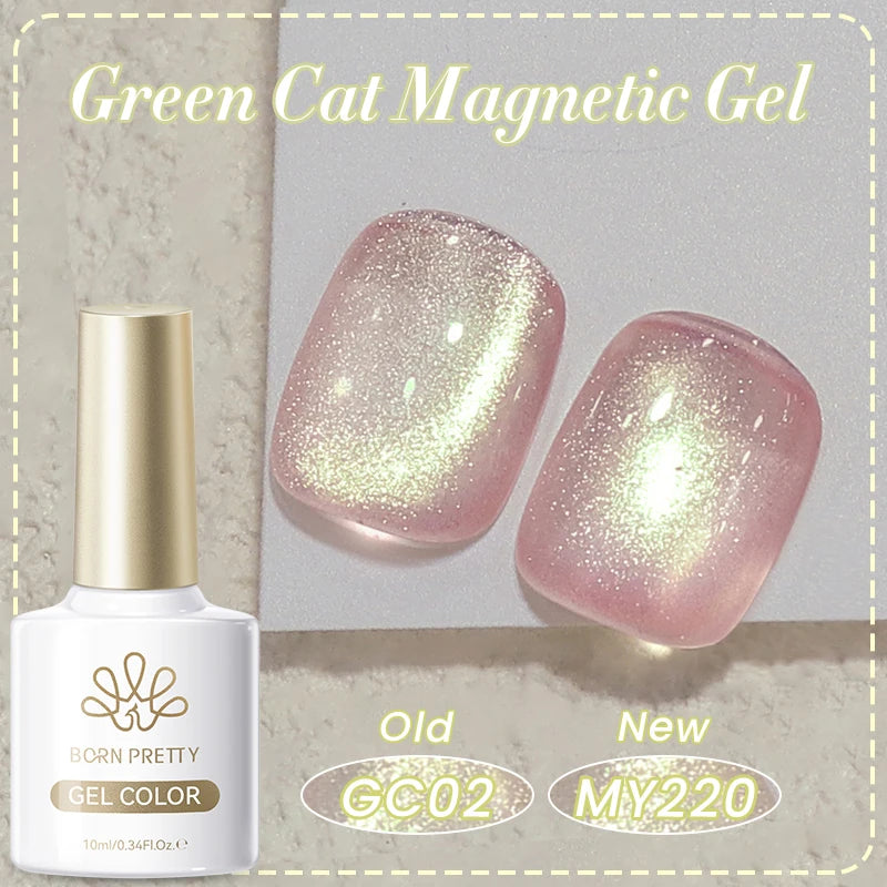 BORN PRETTY 10ml Black Glass Cat Magnetic Gel Nail Polish Punk Style Nail Art Manicure Varnis Semi Permanent Gel for Winter Nail