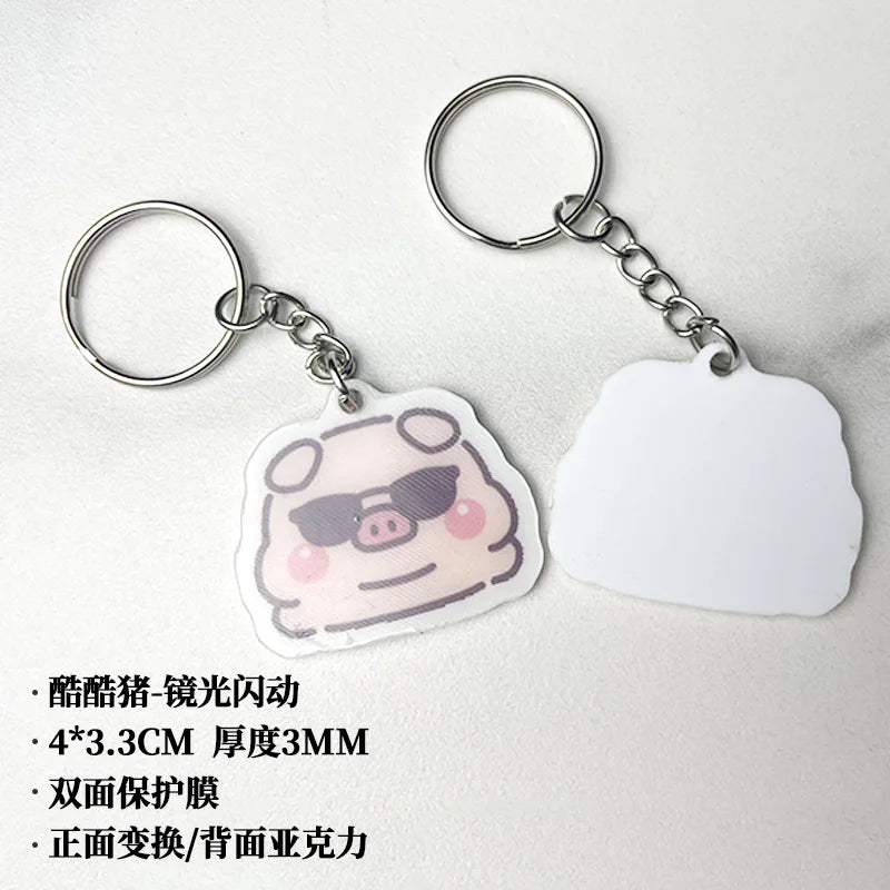 Porboo Cat Dynamic Pendant Acrylic Keychain 3d Cartoon Creative Pop Cat Hd Cute Cat Listing