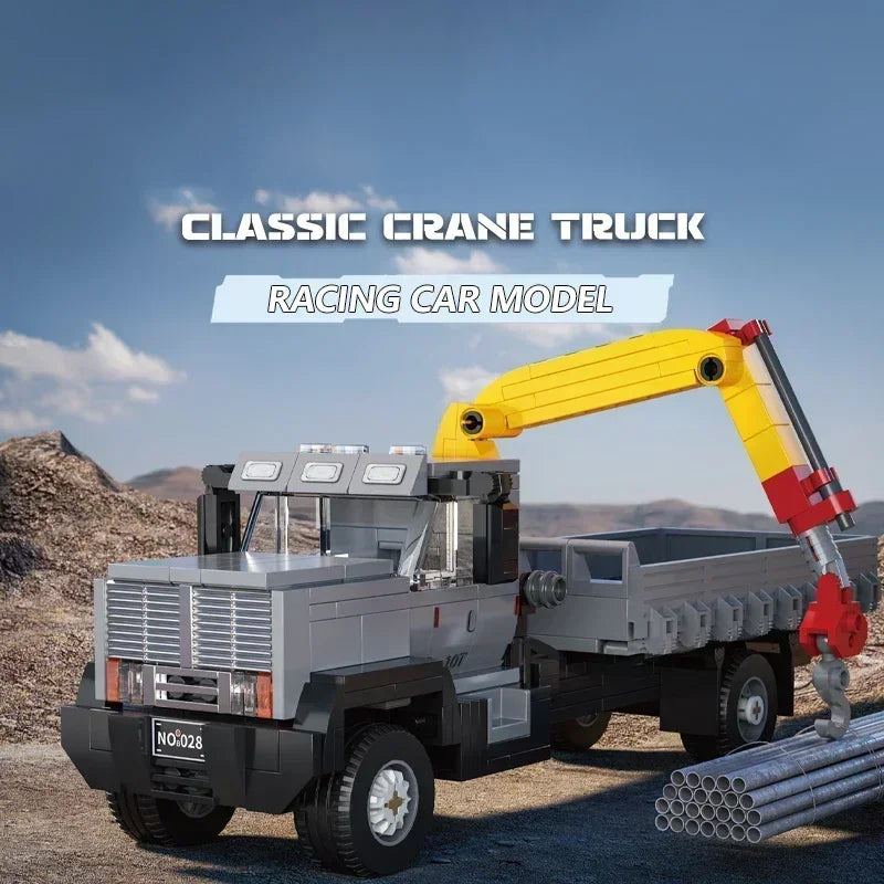 349PCS Crane Truck Truck-Mounted Crane MOC Building Blocks Engineering Vehicle Truck Transport Car Model Bricks Toys Gifts 66023