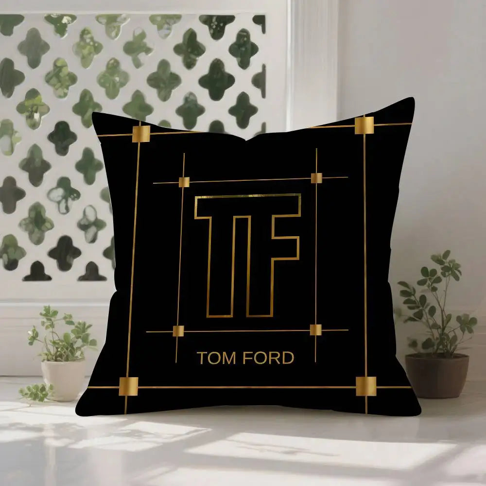 Luxury T-Tom F-Ford Pillow Case Anti-dustmite Pillowcase Invisible Zipper Silky Short Plush Sofa Cushion Cover