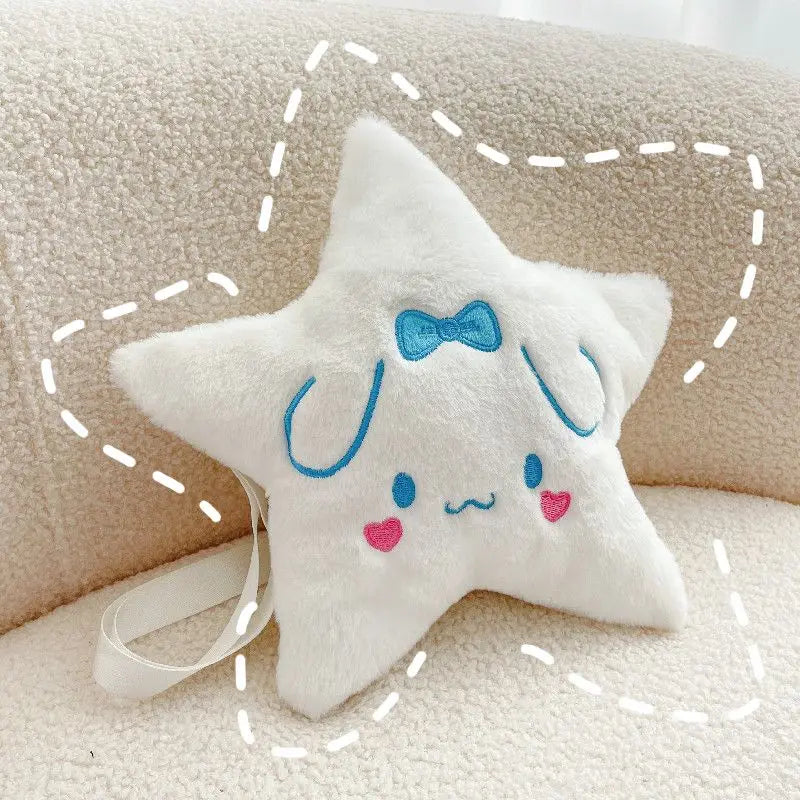 Sanrio Five Pointed Star Plush Bag Cinnamoroll My Melody Kuromi Anime Cartoon Embroidery Accessory Kawaii Storage Bag Girls Gift