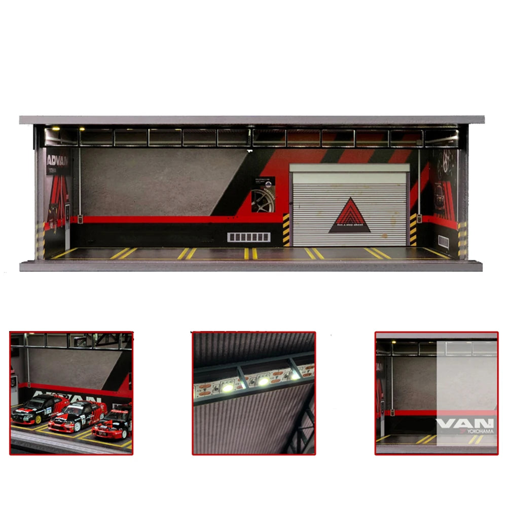 GFans NEW 1:64 Scale Diorama Car Garage Model Parking Lot for Display Gifts Scene Collection Display Car Assembly Scenes Toy