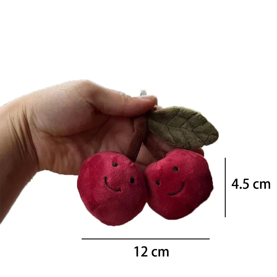2025 Peach Pear Cherry Plush Doll Smiling Face Fruit Series Home Bedroom Decoration Pet Interactive Toy Birthday Gift