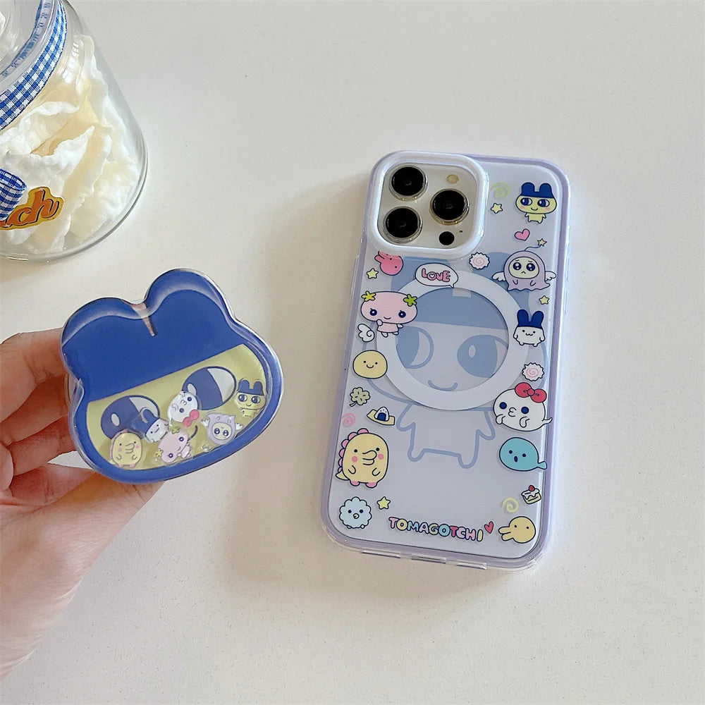 Funny cartoon magnetic stand phone case for iPhone 16 Pro Max 14 15 pro 16 cover with Magsafe cute protection shockproof cover