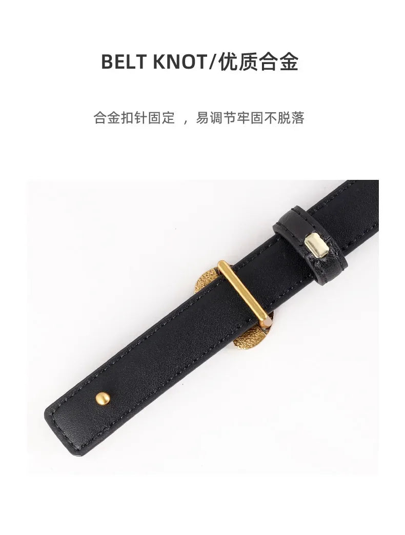 New Fashion  High Quality Genuine Leather Belt Women Matching Jeans Gold Buckle Belt Women's Luxury Soft Black Belt Cinturones