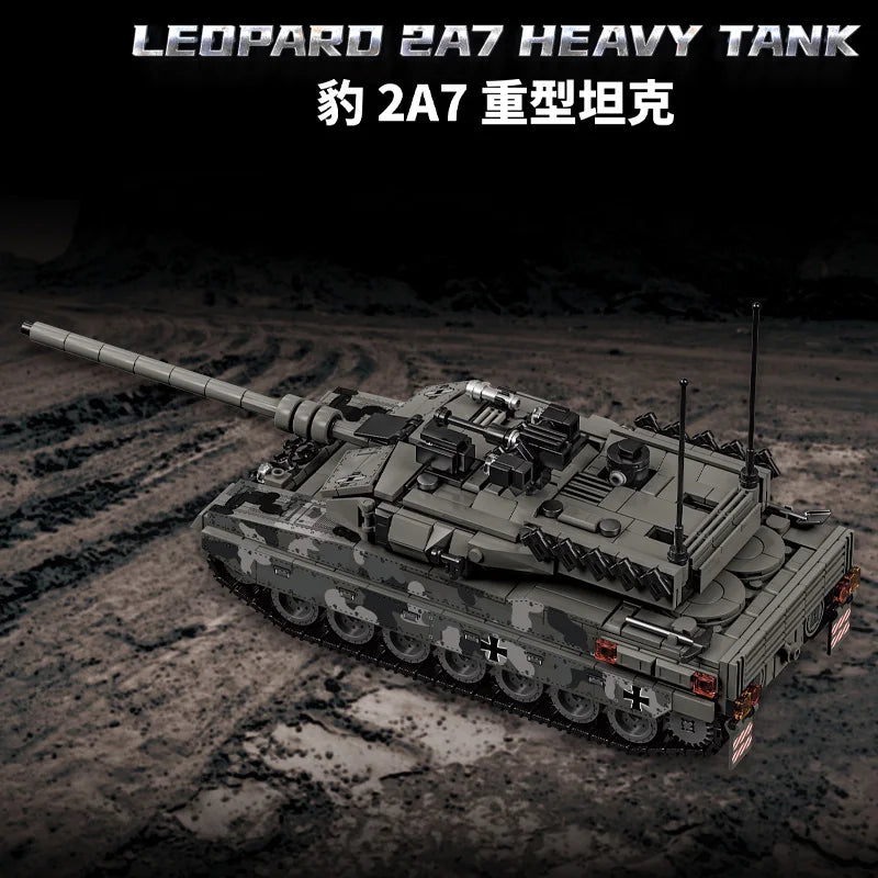 World War 2 WW2 Army Military Soldiers SWAT Leopard 2A7 Main Battle Tank Assemble Building Blocks Bricks Children's Toys Gift