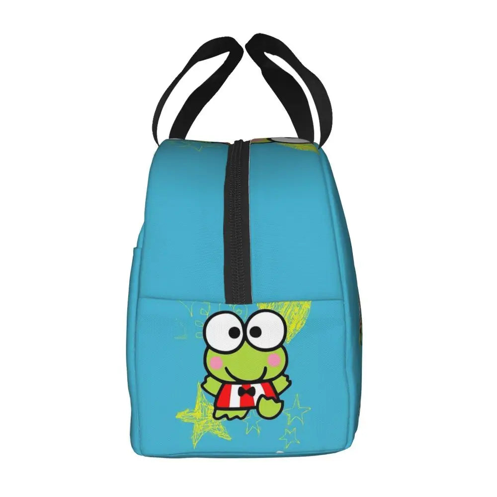 Custom Keroppi Big-eyed Frog Insulated Lunch Tote Bag for Women Portable Thermal Cooler Bento Box School
