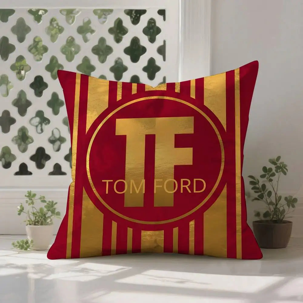 Luxury T-Tom F-Ford Pillow Case Anti-dustmite Pillowcase Invisible Zipper Silky Short Plush Sofa Cushion Cover
