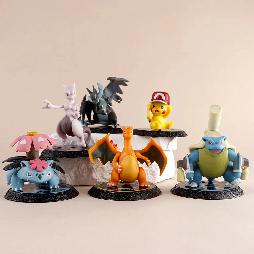 Pokemon 6 unids/set figura de Anime Pikachu 6-7cm figura Charizard Blastoise Squirtle Bulbasaur modelo de figuras de acción jugu