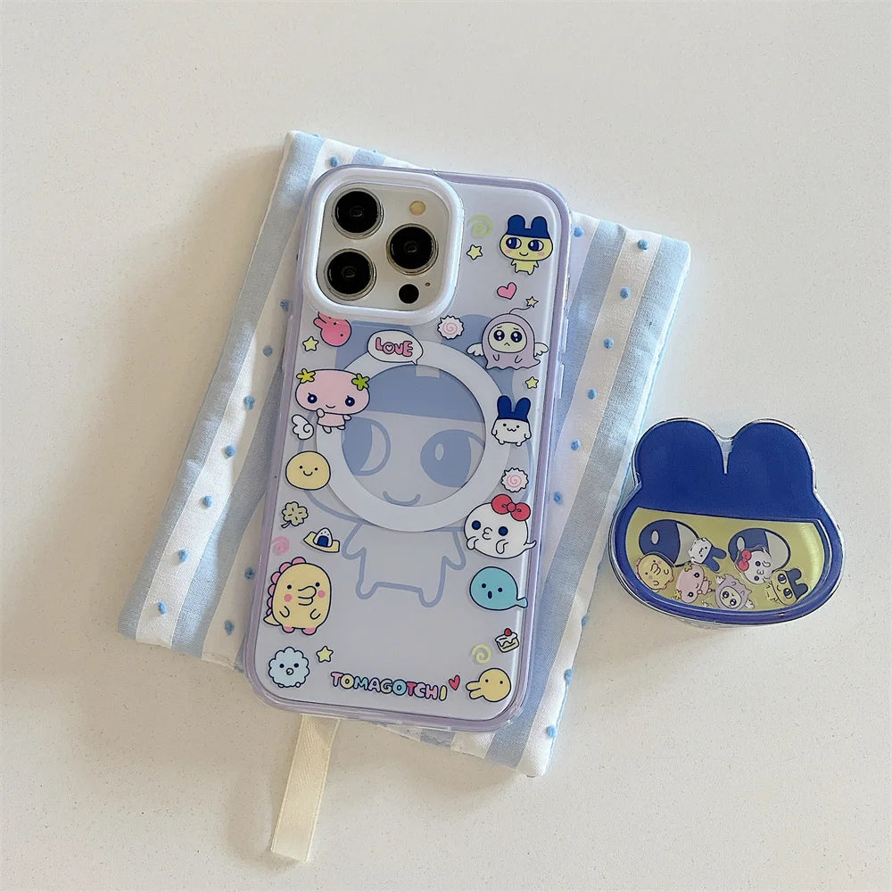 Funny cartoon magnetic stand phone case for iPhone 16 Pro Max 14 15 pro 16 cover with Magsafe cute protection shockproof cover