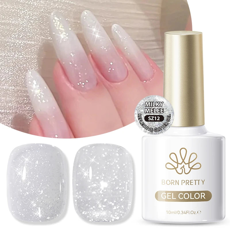 BORN PRETTY 10ml Pink Water Light Cat Magnetic Gel Polish Spaking Glitter UV LED Soak Off Gel Varnish Crystal DIY Manicure