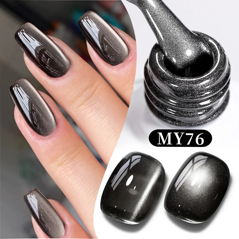 BORN PRETTY 1 Bottle Mint Chocolate Cat Magnetic Gel Polish 10ml Glass Bead Effect Transparent Soak Off UV LED Nail Art Varnish