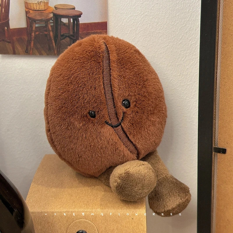 Jellycat 13cm Coffee Bean Plushies Cartoon Stuffed Smiling Coffee Bean Doll Cute Key Chain Soft Food Doll Xmas Gifts Girl