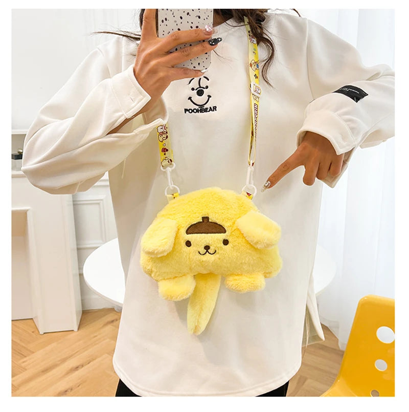 Sanrio Children Stuffed Messenger Bag Cute Cartoon Kuromi Hello Kitty Cinnamoroll Stuffed Single Shoulder Bags Messenger Bags