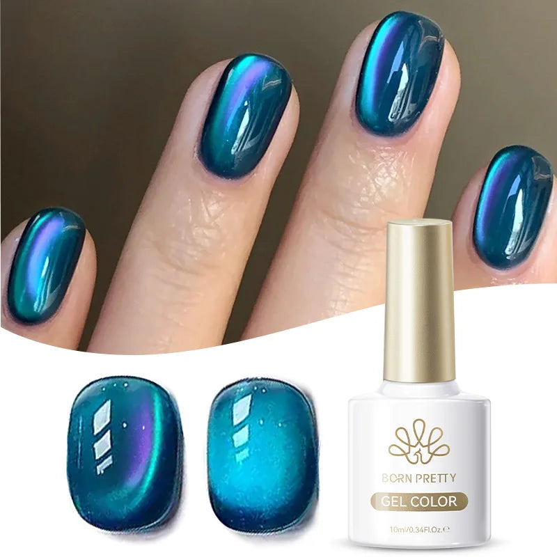 BORN PRETTY 10ml Auroras Glitter Cat Magnetic Gel Nail Polish Jelly Glass Bead Semi Permanent Soak Off UV LED Varnish Manicure