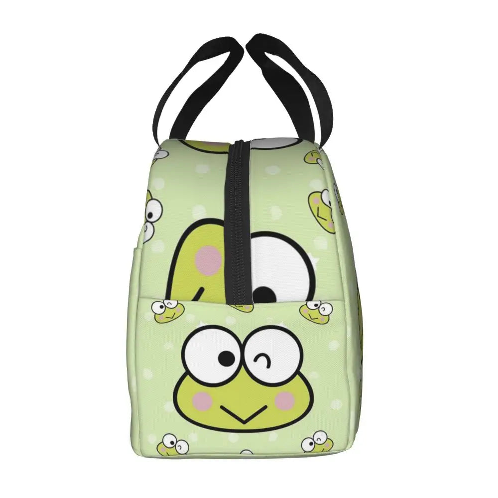 Custom Keroppi Big-eyed Frog Insulated Lunch Tote Bag for Women Portable Thermal Cooler Bento Box School