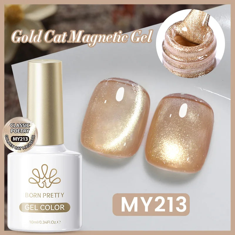 BORN PRETTY 10ml Auroras Glitter Cat Magnetic Gel Nail Polish Jelly Glass Bead Semi Permanent Soak Off UV LED Varnish Manicure