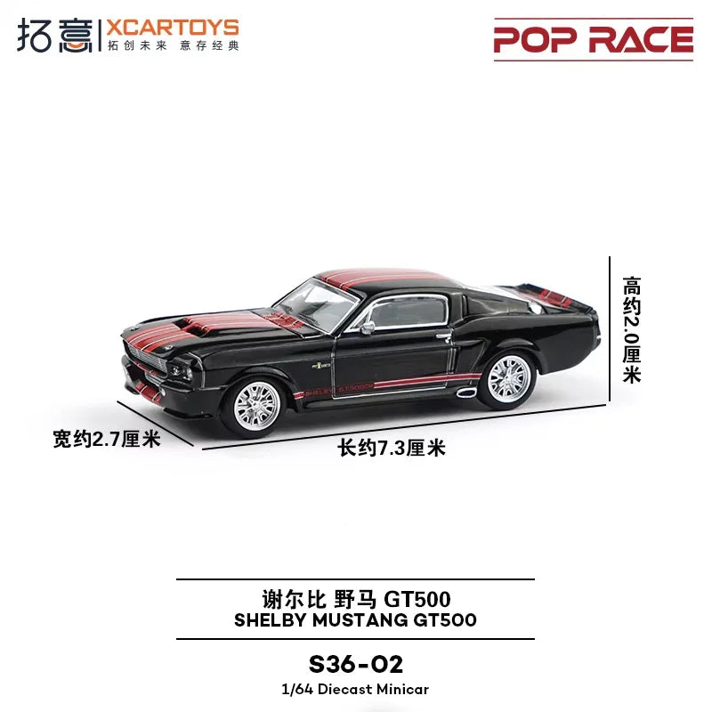 Xcartoys x POP RACE 1:64 Shelby Mustang GT500 Eleanor Tribute Black Diecast Model Car