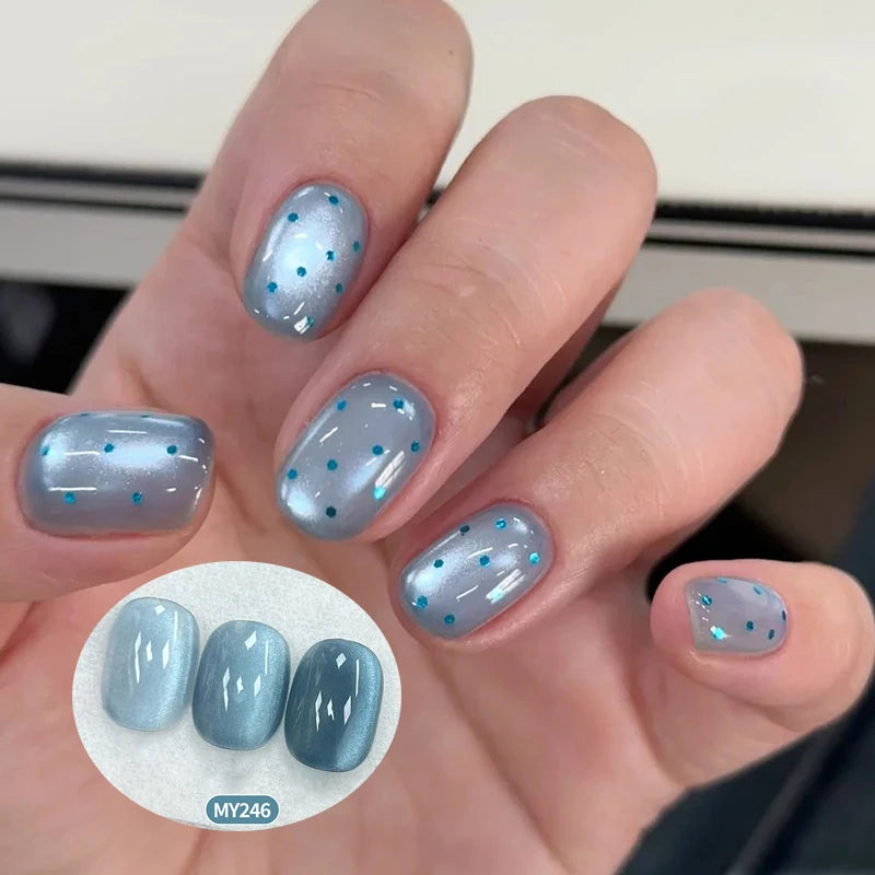 BORN PRETTY 10ml Mint Soda Glass Bead Cat Magnetic Gel Christmas Green Glitter Soak Off UV Gel Nail Art Varnish Manicure
