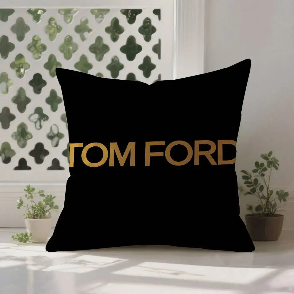 Luxury T-Tom F-Ford Pillow Case Anti-dustmite Pillowcase Invisible Zipper Silky Short Plush Sofa Cushion Cover