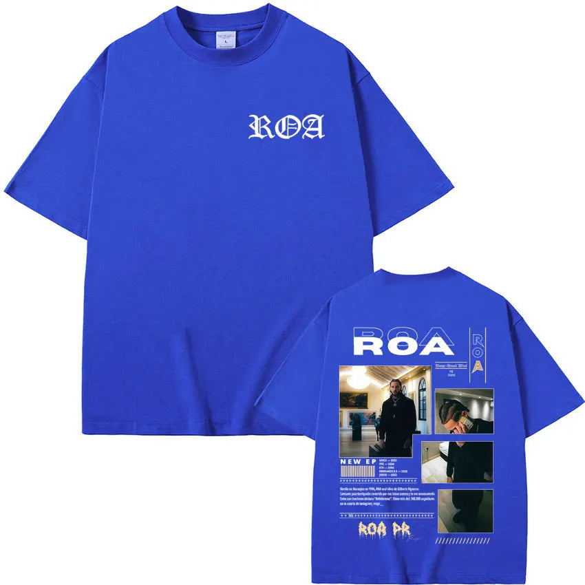 Rapper Roa Album Tour 2025 T-Shirt 100% Cotton Tshrit Summer Hip Hop Punk Comfort Tee Shirt High Street Tide Short Sleeve Unisex