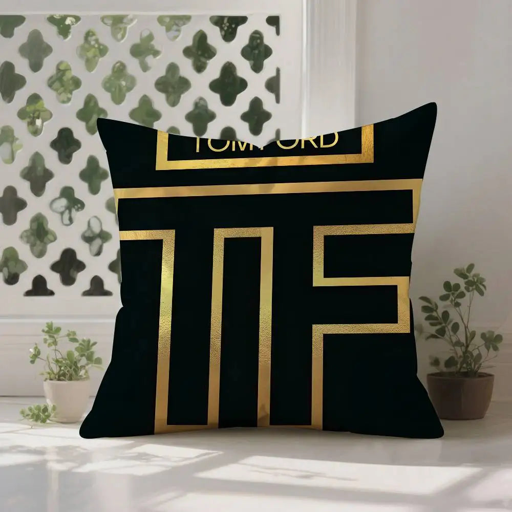 Luxury T-Tom F-Ford Pillow Case Anti-dustmite Pillowcase Invisible Zipper Silky Short Plush Sofa Cushion Cover