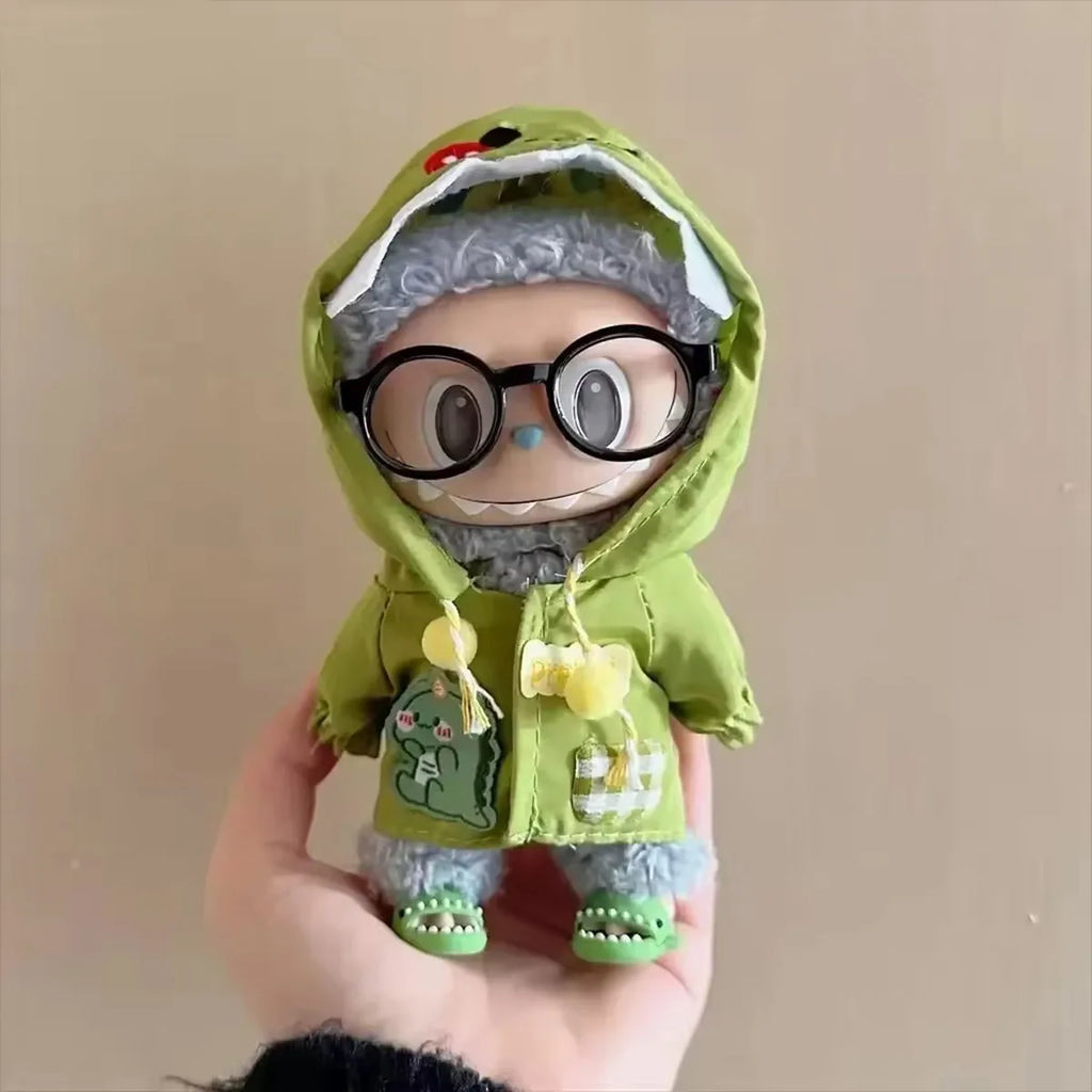 Mini Plush Doll Clothes Outfit Accessories Dinosaur Raincoat Set For Labubu Idol V1 V2 Doll Clothes Gift