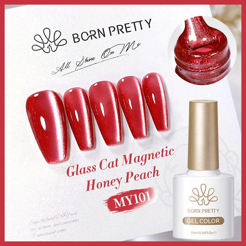 BORN PRETTY 10ml Pink Water Light Cat Magnetic Gel Polish Spaking Glitter UV LED Soak Off Gel Varnish Crystal DIY Manicure