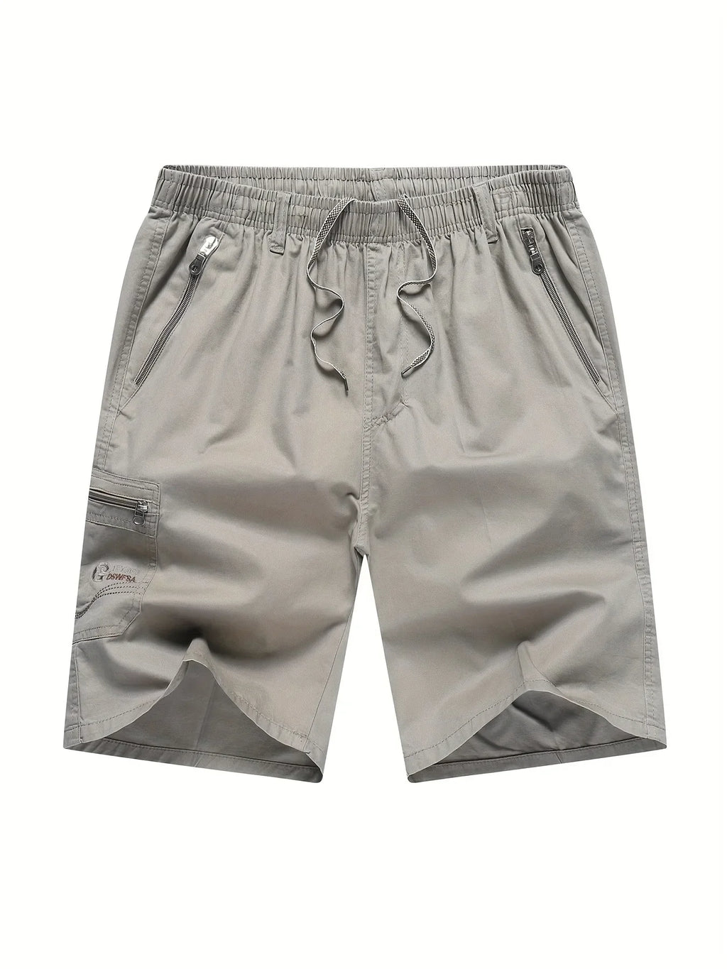 Cotton Cargo Shorts Men's Lightweight Breathable Solid Color Drawstring Waist with Zipper Pockets Casual Summer Short Pants