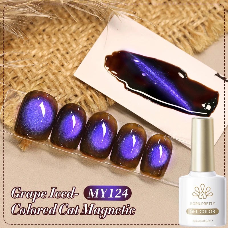 BORN PRETTY 10ml Dark Brown Red Glass Bead Cat Magnetic Gel Nail Polish Semi Permanent Soak Off UV LED Varnish Nail Art Salon
