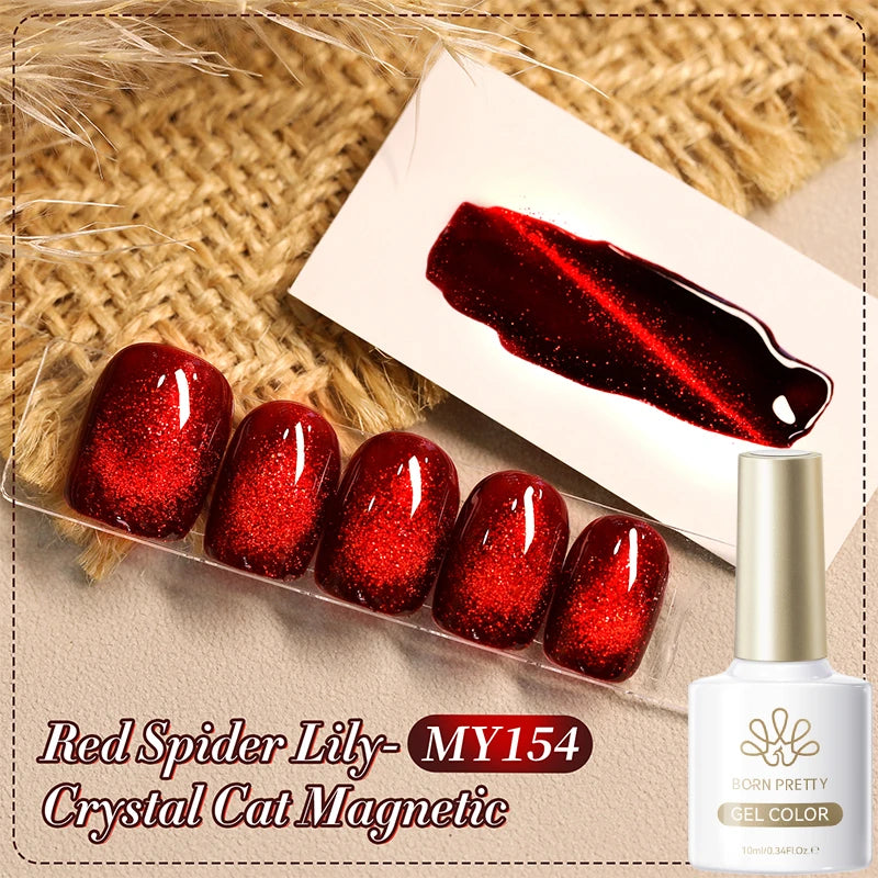 BORN PRETTY 10ml Dark Brown Red Glass Bead Cat Magnetic Gel Nail Polish Semi Permanent Soak Off UV LED Varnish Nail Art Salon