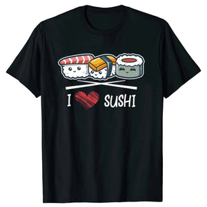 Funny I Love Japanese Sushi Chopsticks 100% Cotton T-shirts Men Women's Fashion Casual Tshirt Loose Oversized Streetwear T Shirt