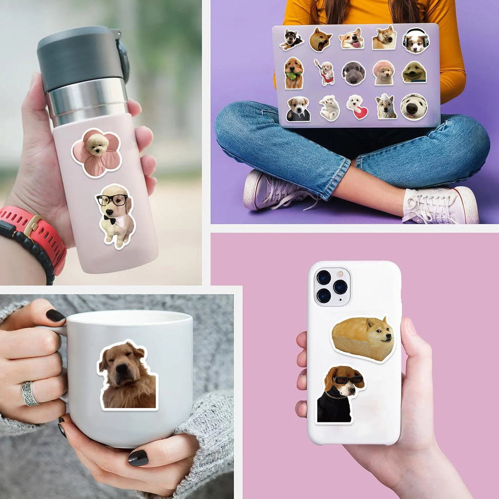 100/200Pcs Funny Kawaii Cat Stickers Animal Dog Laptop Scrapbook Decoration Decals Stationery Waterproof Graffiti Sticker Kids