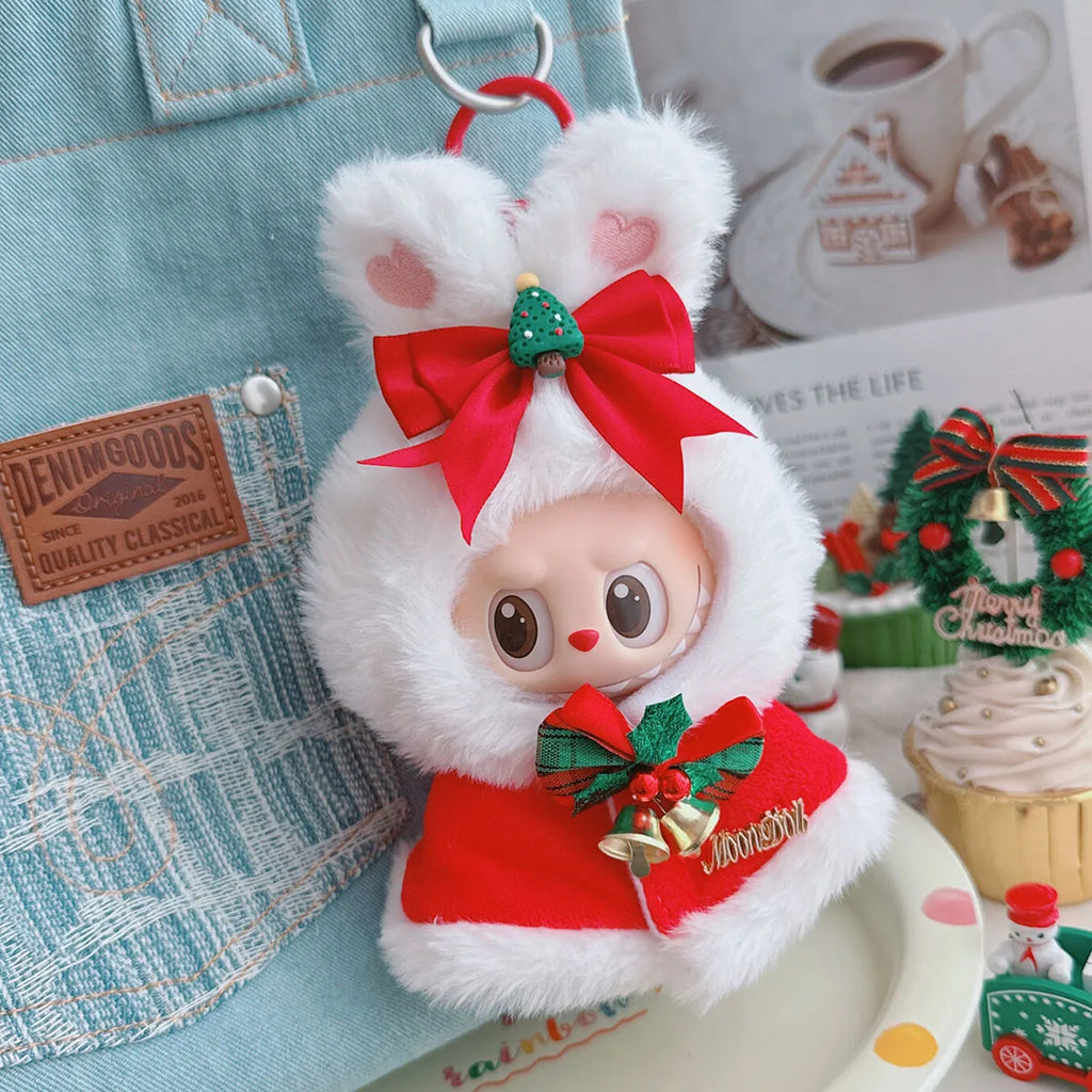 Cute Cartoon Jumpsuit Clothes For Labubu Christmas Clothes Elk Penguin Hooded Cape Dolls Accessories